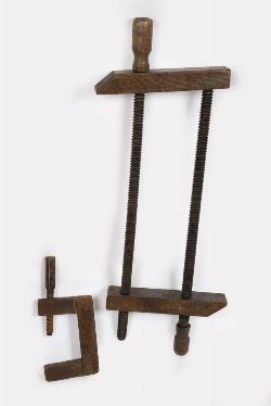 2 UNUSUAL WOODEN CLAMPS