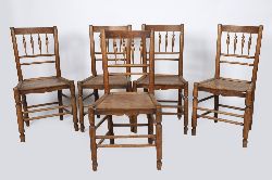SET OF 5 19TH-CENTURY ELM DINING CHAIRS