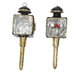 PAIR OF ALFRED AND HALES SQUARE CARRIAGE LAMPS