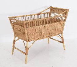 19TH-CENTURY WICKER AND BAMBOO CHILD'S CRADLE
