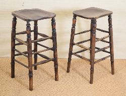 PAIR 19TH-CENTURY HIGH STOOLS