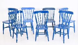 SET OF SEVEN 19TH-CENTURY KITCHEN CHAIRS