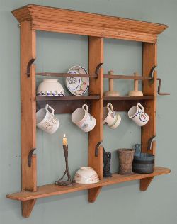 GEORGIAN PINE WALL-MOUNTED SPIT RACK