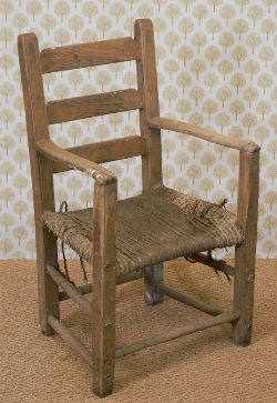 19TH-CENTURY ASH KITCHEN SUGAN ARMCHAIR
