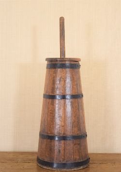 19TH-CENTURY METAL-BOUND BUTTER CHURN