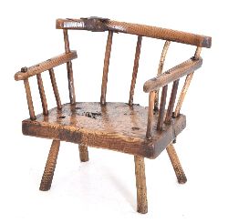 RARE 18TH-CENTURY ASH KITCHEN HEDGE CHAIR