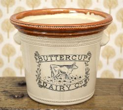 19TH-CENTURY GLAZED TERRACOTTA 5LB DAIRY BOWL