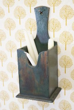 PAINTED PINE WALL-HANGING CANDLE BOX