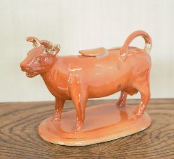 GLAZED POTTERY COW CREAMER