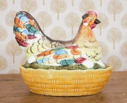 GLAZED POTTERY HEN-ON-NEST