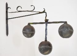 19TH-CENTURY COPPER AND IRON PAWN BROKER'S ADVERTISING SIGN