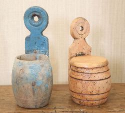 2 PINE WALL-HANGING SALT BOXES