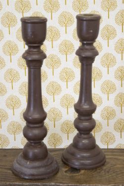 PAIR OF TREE WARE CANDLESTICKS