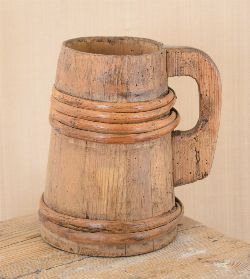 19TH-CENTURY PINE STAVE-BOUND WATER VESSEL