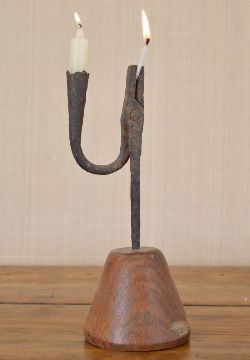 19TH-CENTURY IRON RUSH LIGHT