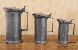 SET OF 3 POLISHED PEWTER MEASURES