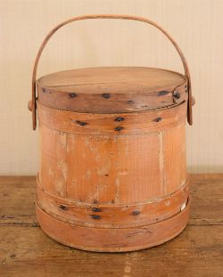 19TH-CENTURY PINE STAVE-BOUND FLOUR BIN