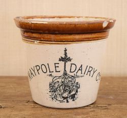 19TH-CENTURY GLAZED POTTERY MAYPOLE DAIRY BUTTER BOWL