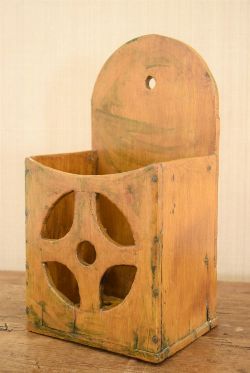 19TH-CENTURY PINE WALL-HANGING CANDLE BOX