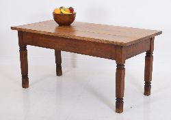 19TH-CENTURY THREE-PLANK OAK KITCHEN TABLE