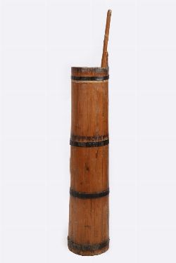 PINE METAL-BOUND MILK CHURN