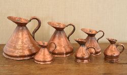 SET OF 6 GRADUATED HAYSTACK COPPER MEASURES