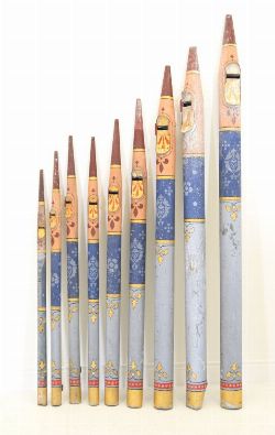 SET OF 9 PAINTED ORGAN MUSICAL PIPES