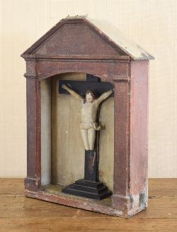 EARLY CRUCIFIX IN GEORGIAN CABINET