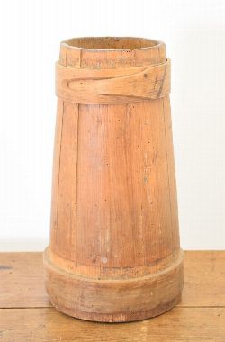 PINE WOODEN-BOUND STAVE FLOUR BIN