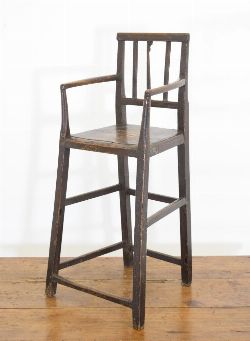 19TH-CENTURY PINE PRIMITIVE CHILD'S HIGH CHAIR