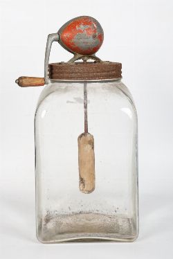 GLASS TABLE-TOP BUTTER CHURN