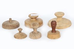 COLLECTION OF 6 TREEN BUTTER STAMPS