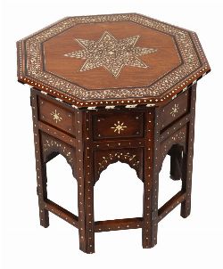 19TH-CENTURY INLAID MOORISH TABLE WITH STAR MOTIF