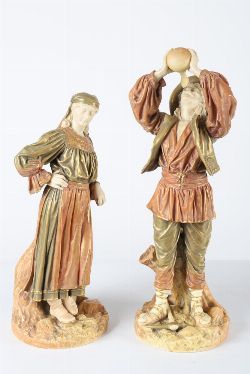 PAIR OF LARGE ROYAL WORCESTER PORCELAIN FIGURES