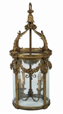 LARGE 19TH-CENTURY BRASS HALL LANTERN