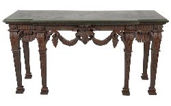 CONTEMPORARY WILLIAM KENT STYLE PAINTED AND MARBLED CONSOLE TABLE