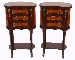 PAIR OF BRASS-MOUNTED KINGWOOD AND WALNUT PEDESTAL CHESTS