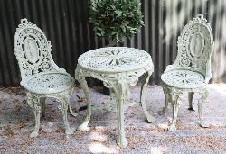 VICTORIAN STYLE CAST IRON THREE-PIECE PATIO SUITE