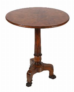 MATCHED PAIR WALNUT AND BOX WOOD INLAID OCCASIONAL TABLES