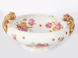 CONTINENTAL PORCELAIN TWIN-HANDLED CENTREPIECE, 20TH CENTURY