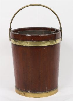 19TH-CENTURY IRISH BRASS-BOUND PEAT BUCKET