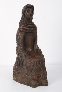 MARKEY ROBINSON BRONZE FIGURE - SEATED SHAWL WOMAN