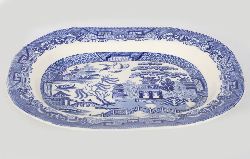 BLUE AND WHITE TRANSFERWARE WILLOW PATTERN PLATTER, 19TH CENTURY