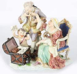 IMPORTANT ILMENAU GERMAN PORCELAIN GROUP, DECEPTION