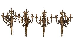 SET OF 4 19TH-CENTURY ORMOLU APPLIQUES (WALL LIGHTS) IN THE LOUIS XVI STYLE