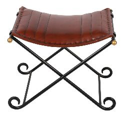 REGENCY STYLE IRON X-FRAMED STOOL