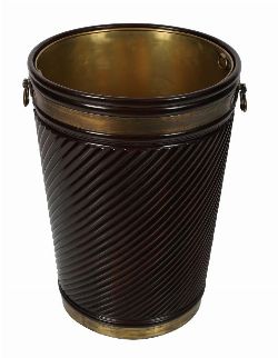 LARGE MAHOGANY AND BRASS-BOUND PEAT BARREL
