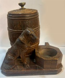 BLACK FOREST CARVED WOOD TOBACCO JAR