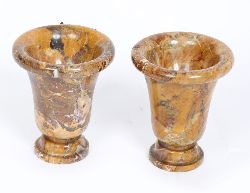 PAIR OF SIENNA MARBLE URNS