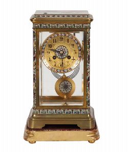 FINE 19TH-CENTURY FRENCH GILT BRASS AND CLOISONNE ENAMEL MANTEL CLOCK, CIRCA 1880
